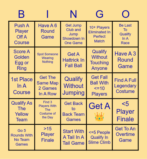 Fall Guys Bingo Set #1 Bingo Card