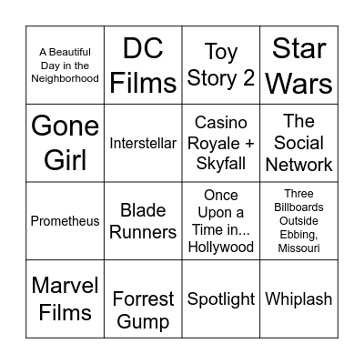 Film Bingo Card