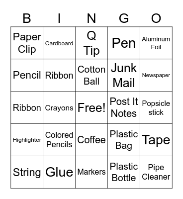 Art Supplies At Home Bingo Card