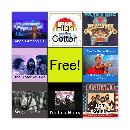 Alabama Songs Bingo Card