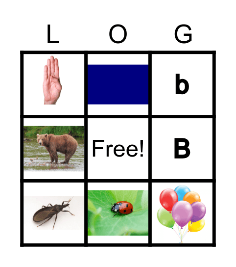 Letter B Bingo Card