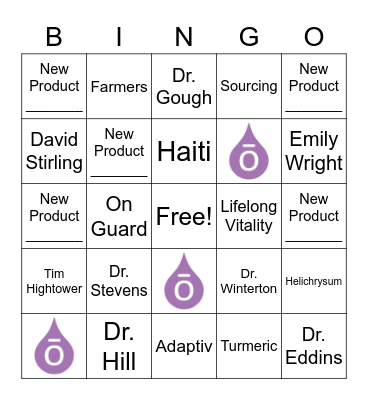 dōTERRA Connection 2020 Bingo Card