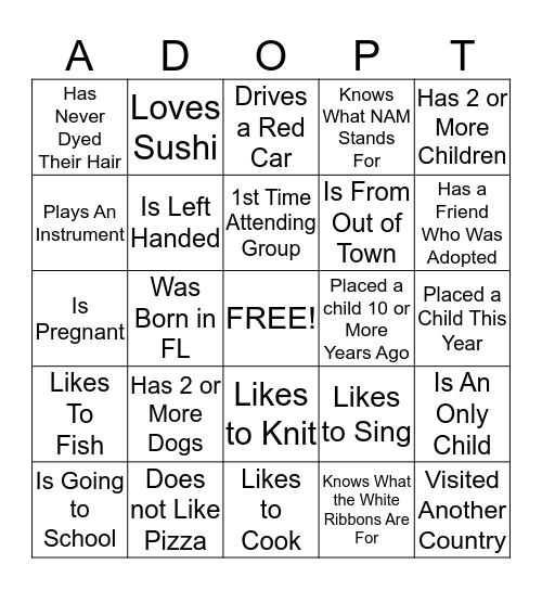 Find Someone Who........ Bingo Card