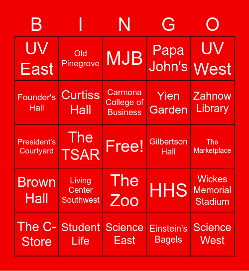 Cardinal Bingo Card