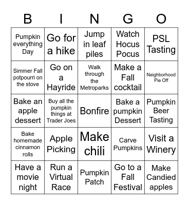 FALL BINGO Card