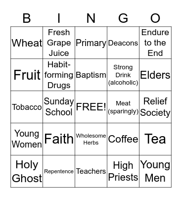 Gospel Bingo Card