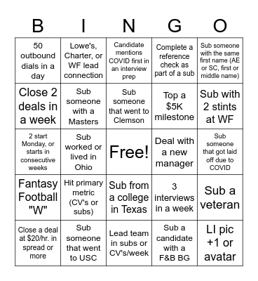 Beacon Hill Bingo Card