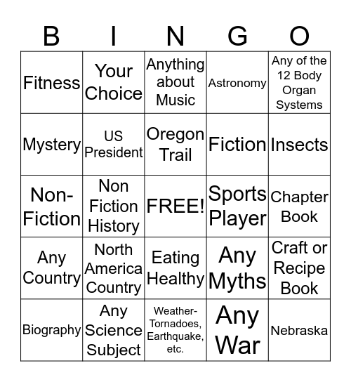 **LIBRARY BINGO** Bingo Card