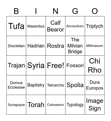 Late Antique & Early Christian Art Bingo Card