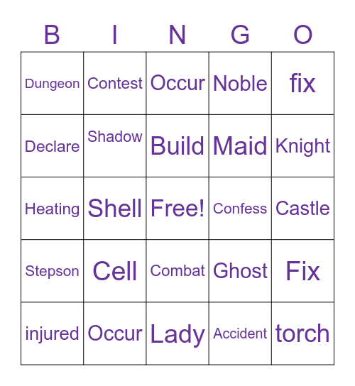 Vocabulary Bingo Card