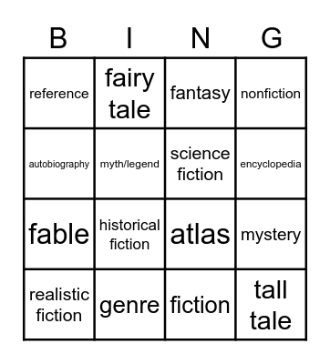 Genres Bingo Card