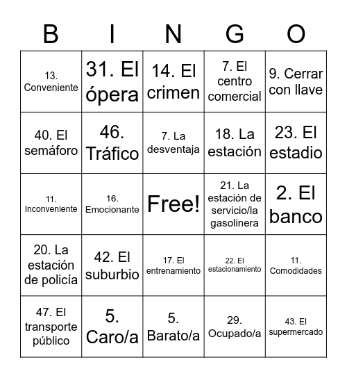 Lotería Bingo Card