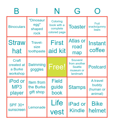 Burke Summer Roadtrip Bingo! Bingo Card