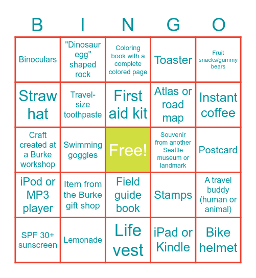 Burke Summer Roadtrip Bingo! Bingo Card