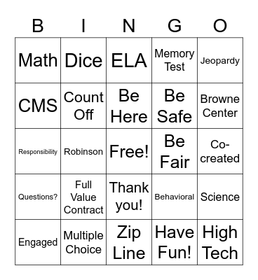 Virtual Team Building Bingo Card