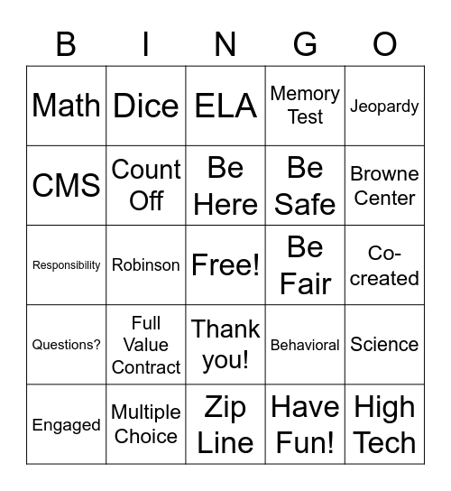 Virtual Team Building Bingo Card