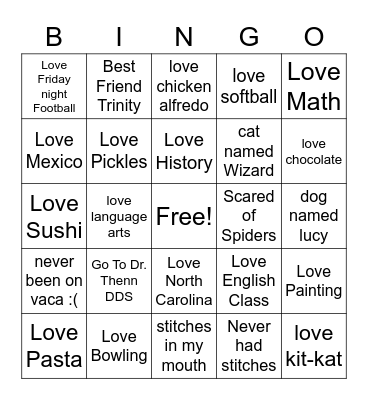 JUNIOR BINGO Card