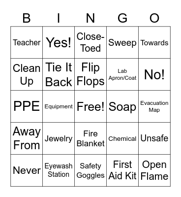 Lab Safety Bingo Card