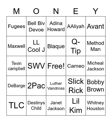 80/90's Money board Bingo Card