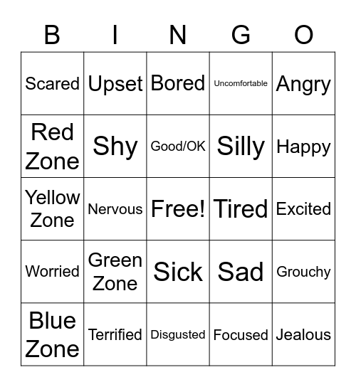 Zones Bingo Card