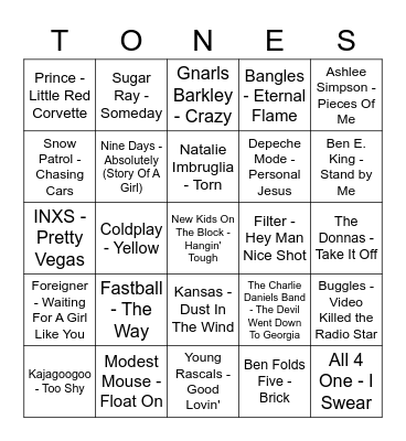 Game Of Tones 8-31-20 BLACKOUT GAME Bingo Card