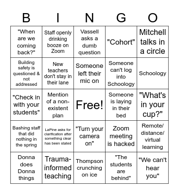 1st Day Bingo Card