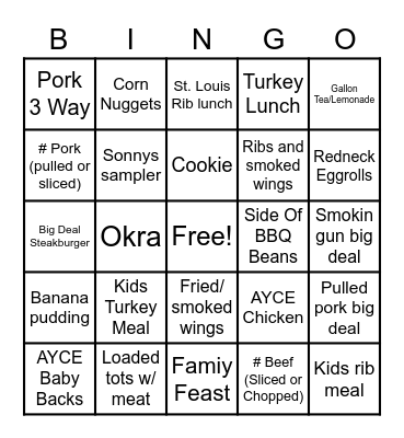 Sonnys Bingo Card