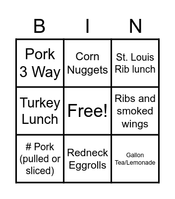 Sonnys Bingo Card