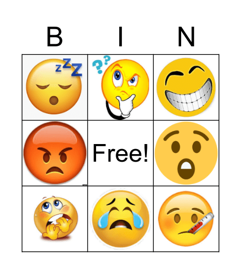 Emotion Bingo Card
