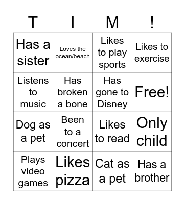 Get to Know You Bingo! Bingo Card