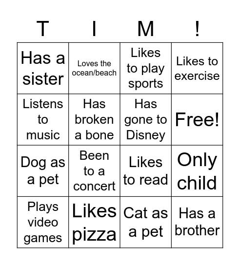 Get to Know You Bingo! Bingo Card