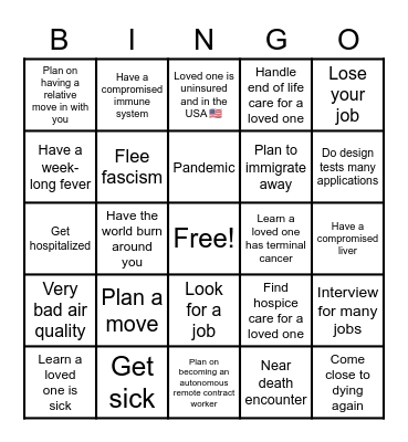 Stress Bingo Card