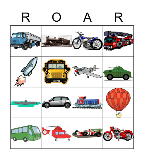 TRANSPORTATION Bingo Card