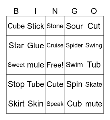 PHONICS BINGO Card