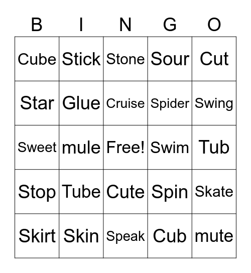 PHONICS BINGO Card