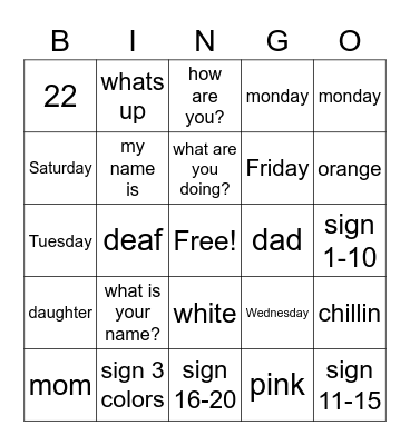 Quiz 1 Bingo Card