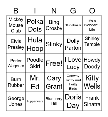 Born in 1940 Bingo Card
