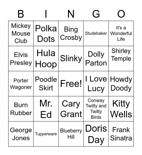 Birthday Bingo Born in 1940 Bingo Card