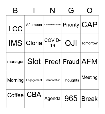 Buzzwords Bingo Card