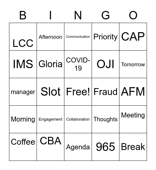 Buzzwords Bingo Card