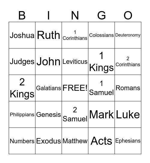 CHAPTERS OF THE BIBLE Bingo Card