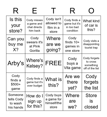 Road Trip Bingo Card