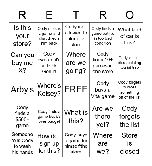 Road Trip Bingo Card