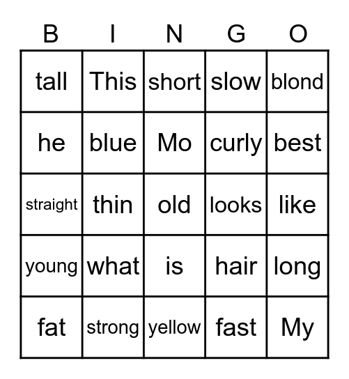 My Best Friend is Mo Bingo Card