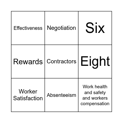 Human Resources Bingo Card