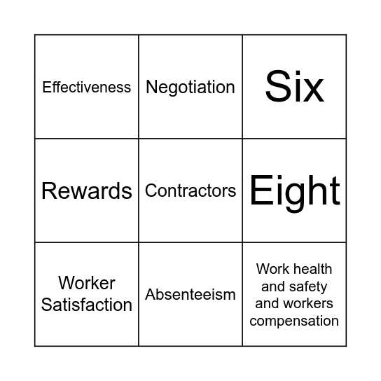 Human Resources Bingo Card