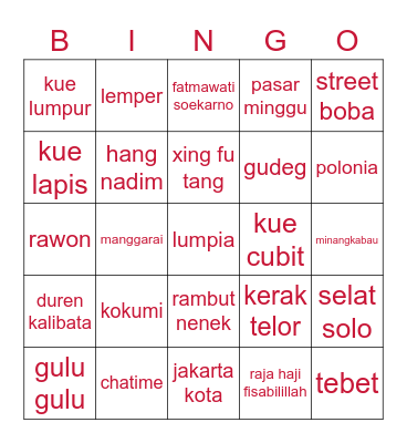 bingo jaewon Bingo Card