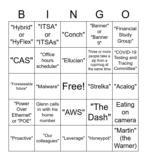 ITS Bingo Card