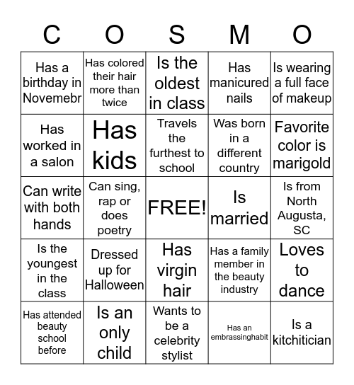 SKILL LEVEL NIGHTS Bingo Card