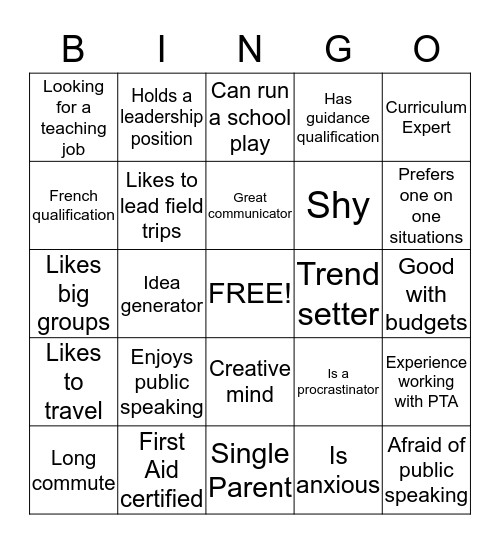 Education Network Bingo Card
